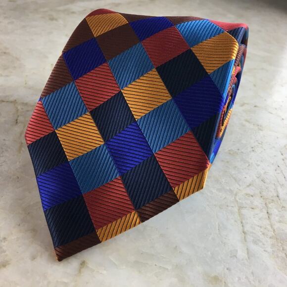 MULTICOLOR PLAID SILK TIE - Picture 8 of 10